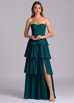 Azazie Faye Bridesmaid Dresses Pine A-Line Sweetheart Neckline Chiffon Dress image6