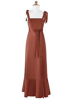 Azazie Barbara Junior Auburn A-Line Bow Matte Satin Dress image6