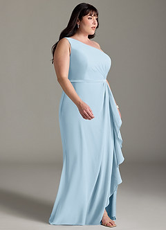 Azazie Liza Brautjungfernkleider Meerjungfrau-Linie One-Shoulder Chiffon Kleid Himmelblau image9