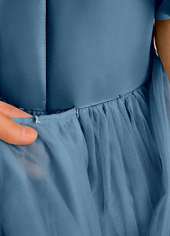 Azazie Cocoa Abiti da Ragazza di Fiori Abito Principessa in Tulle Plissettato Bermuda image10