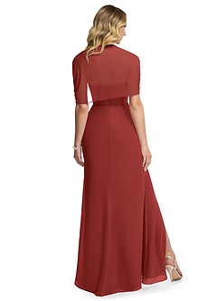 Azazie Zia Bridesmaid Dresses Rust Sheath Side Slit Chiffon Convertible Dress image4