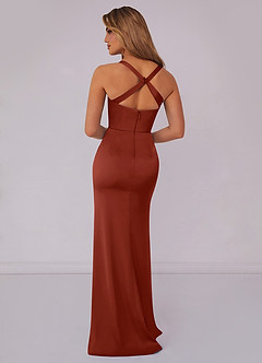 Barbie ♥ Azazie Bridesmaid Dresses Criss Cross Strap Stretch Satin Sheath Dress image2