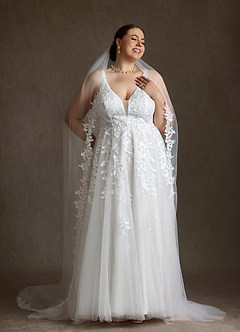 Azazie Sorella Vestidos de novia Vestido Diamante Blanco de Tul de Línea A con Lentejuelas image13