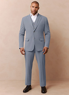 front Savile Light Blue Wool Blend 3-Piece Suit