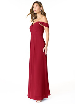 Azazie Kaitlynn Vestidos de damas de honor Vestido de Escarlata de Gasa de Imperio Convertible con Fruncido image4