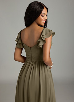 Azazie Anaya Bridesmaid Dresses Willow Green A-Line Pleated Chiffon Dress image2