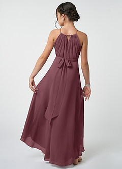 Azazie Oaklynn Junior Sangria A-Line Pleated Chiffon Dress image3