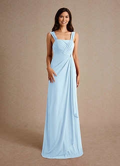 Azazie Clinton Mother of the Bride Dresses Sky Blue A-Line Pleated Mesh Dress image7