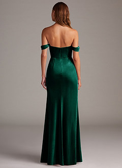 Azazie Saige Bridesmaid Dresses Emerald Sheath Off the Shoulder Velvet Convertible Dress image5