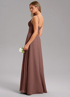 Azazie Terese Bridesmaid Dresses Espresso A-Line Pleated Chiffon Dress image5