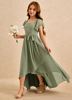 Azazie Milly Girls Formal Flower Girl Klänningar Klä A-Line i Chiffong Plisserad image6