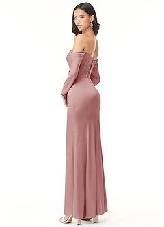 Azazie Hallie Bridesmaid Dresses Dusty Rose Sheath Off-The-Shoulder Long Sleeve Stretch Satin Convertible Dress image5