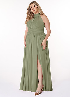 Azazie Iman Brautjungfernkleider A-Linie A-Linie Gerüscht Chiffon Kleid Pistazie image10
