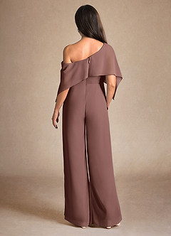 Azazie Halima Klänningar till brudens mor Klänning Jumpsuit/byxdräkt i Chiffong Sidoslits Espresso image3