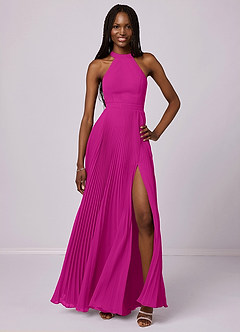Barbie ♥ Azazie Bridesmaid Dresses Fuchsia A-Line Pleated Chiffon Dress image1