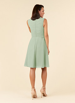 Azazie Theron Mother of the Bride Dresses Dusty Sage A-Line V-Neck Pleated Chiffon Dress image2