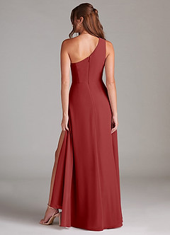 Azazie Brooke Bridesmaid Dresses Rust A-Line One Shoulder Chiffon Dress image7