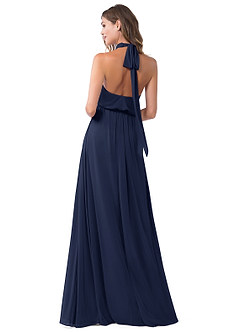 Azazie Landry Bridesmaid Dresses Dark Navy A-Line Pleated Mesh Dress image2