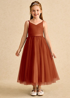 Azazie Patootie vestidos de niña de las flores Vestido de Pimenton de Tul de Corte En A con Tirante Espagueti image1