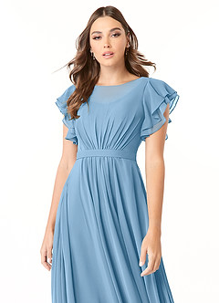 Azazie Daphne Modest Bridesmaid Dresses A-Line Ruffled Chiffon Floor-Length Dress image4