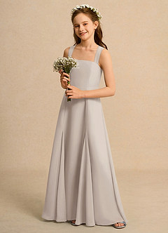 Azazie Tater Junior Formal Abiti da Ragazza di Fiori Abito A-Line in Chiffon Plissettato Gelo image5