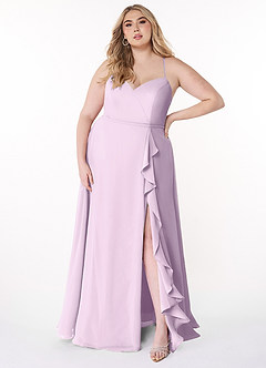 Azazie Naeem Bridesmaid Dresses Frosted Lilac A-Line V-Neck Ruffle Chiffon Dress image7