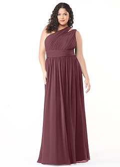 Azazie Molly Final Sale Dusty Blue A-Line One Shoulder Chiffon Dress image7