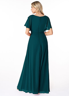 Azazie Aaliyah Modest Bridesmaid Dresses A-Line Scoop Pleated Chiffon Floor-Length Dress image2