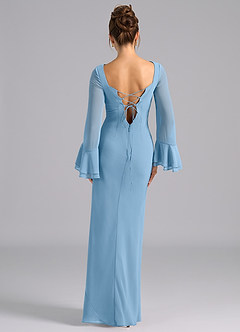 Azazie Leone Brautjungfernkleider Meerjungfrau-Linie Korsett Chiffon Kleid Stahlblau image6