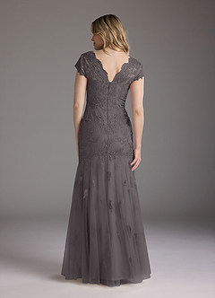 Azazie Marbella Mother of the Bride Dresses Steel Grey Mermaid Queen Anne Sequins Lace Dress image7