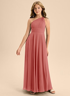 Azazie Charlize Junior Antique Rose A-Line Pleated Chiffon Dress image3