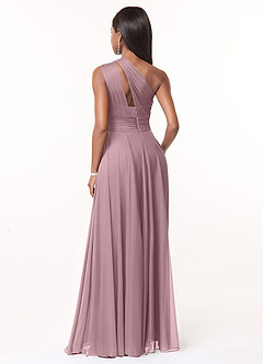 Azazie Charlize Bridesmaid Dresses Dusty Rose A-Line One Shoulder Mesh Dress image2