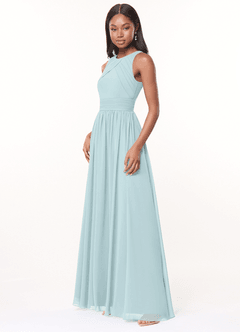 Azazie Harper Bridesmaid Dresses Mist A-Line Pleated Chiffon Dress image3