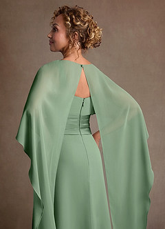 Azazie Marilla Moeder van de bruid jurken A-Lijn Jurk van Chiffon Geplooid Matcha image7