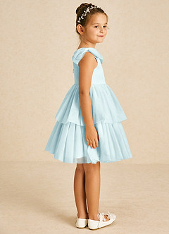 Azazie Vanellope Flower Girl Dresses Sea Glass A-Line Bow Tulle Dress image4