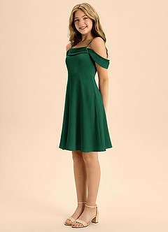 Azazie Anselie Junior Klä av A-Line i Stretch Satin Plisserad image4