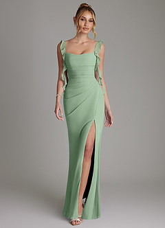 Azazie Jessamine 신부 들러리 드레스 인어 코르셋 쉬폰 바닥 길이 드레스 image1