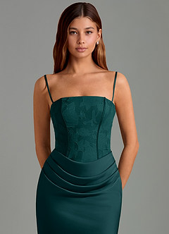 Azazie Emilia Bridesmaid Dresses Pine Mermaid Strapless Stretch Satin Dress image6