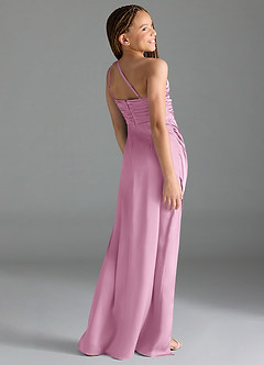 Azazie Eren Junior Candy Pink Sheath Pleated Stretch Satin Dress image5