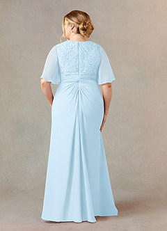 Azazie Carson Mother of the Bride Dresses Sky Blue A-Line V-Neck Lace Chiffon Dress image7
