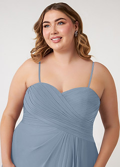 Azazie Arabella Allure Abiti da Damigella Abito Convertibile A-Line in Chiffon Scollo a Cuore Blu Polveroso image19