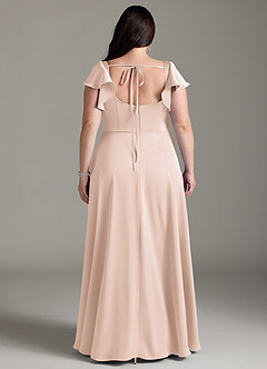 Azazie Bondi Bridesmaid Dresses Blushing Pink A-Line Bow Stretch Satin Dress image9