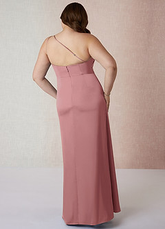 Azazie Mika Bridesmaid Dresses Dusty Rose Sheath One Shoulder Stretch Satin Dress image9