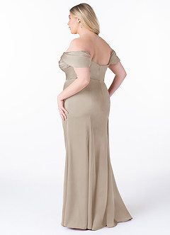 Azazie Amyra Bridesmaid Dresses Frost Sheath Off the Shoulder Stretch Satin Convertible Dress image13