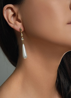 front Zirconia Pearl Tassel Earrings