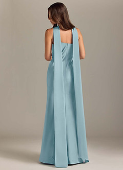 Azazie Kinsley Bridesmaid Dresses Moody Blue Mermaid Side Slit Stretch Satin Dress image2