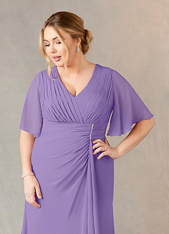 Azazie Carson Mother of the Bride Dresses Tahiti A-Line V-Neck Lace Chiffon Dress image5