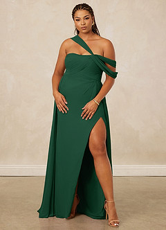 Christian Siriano Bridal for Azazie 1014 Bridesmaid Dresses Dark Green A-Line Off the Shoulder Chiffon Dress image12