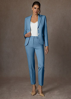 front Whitney Stahlblau Strukturierter Stretch-Blazer