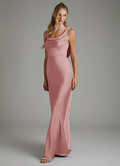 Azazie Elena Bridesmaid Dresses Dusty Rose Mermaid Pleated Stretch Satin Dress image4
